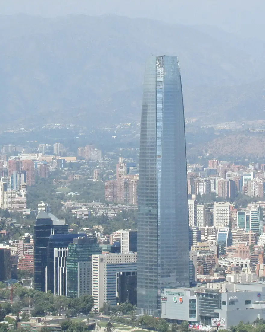 Gran Torre Santiago rising over Santiago, seen from San Cristóbal Hill