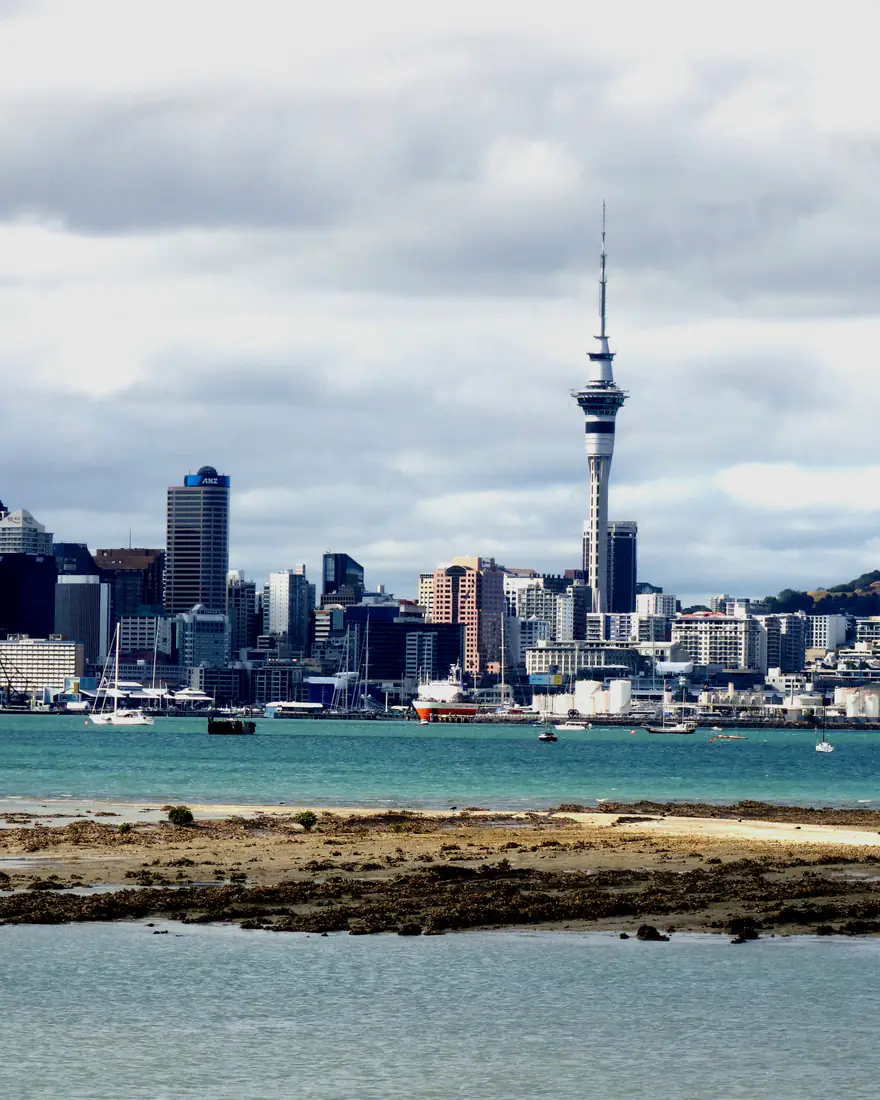 Auckland's skyline and Sky Tower across the harbour