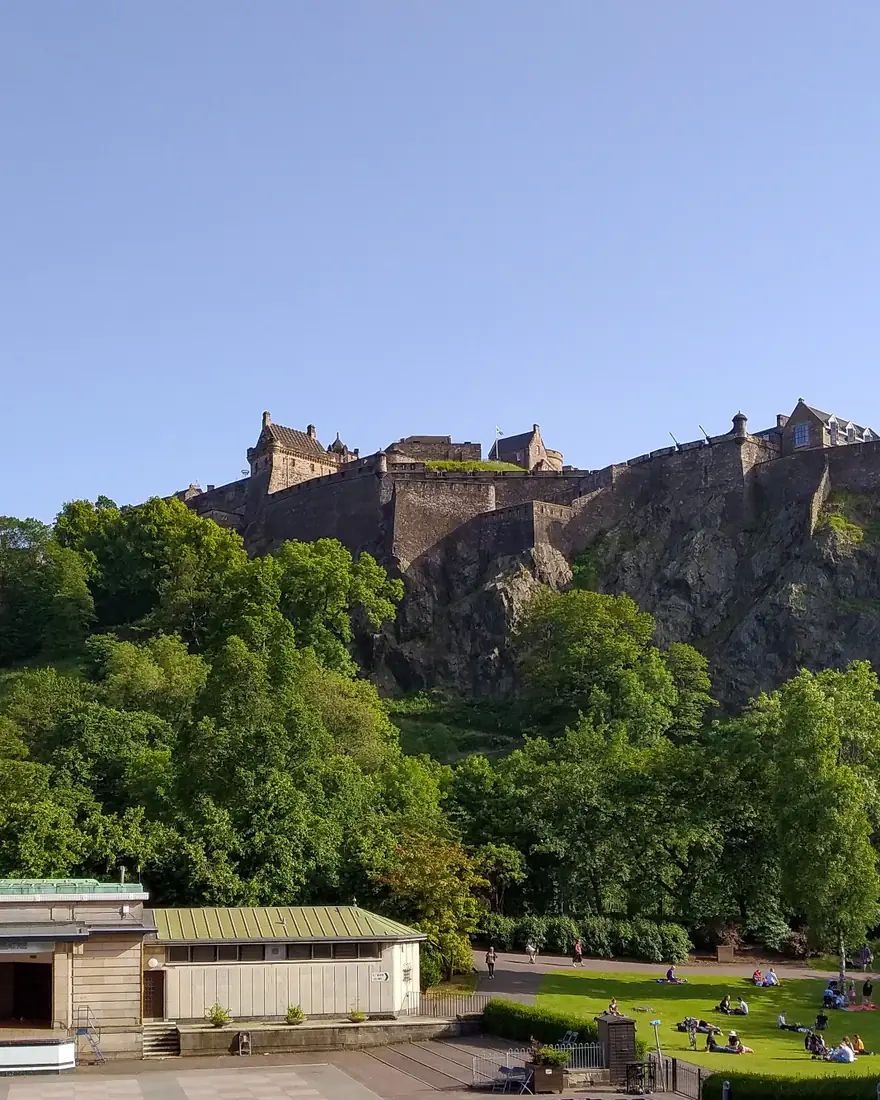 Edinburgh Castle above Princes Street Gardens