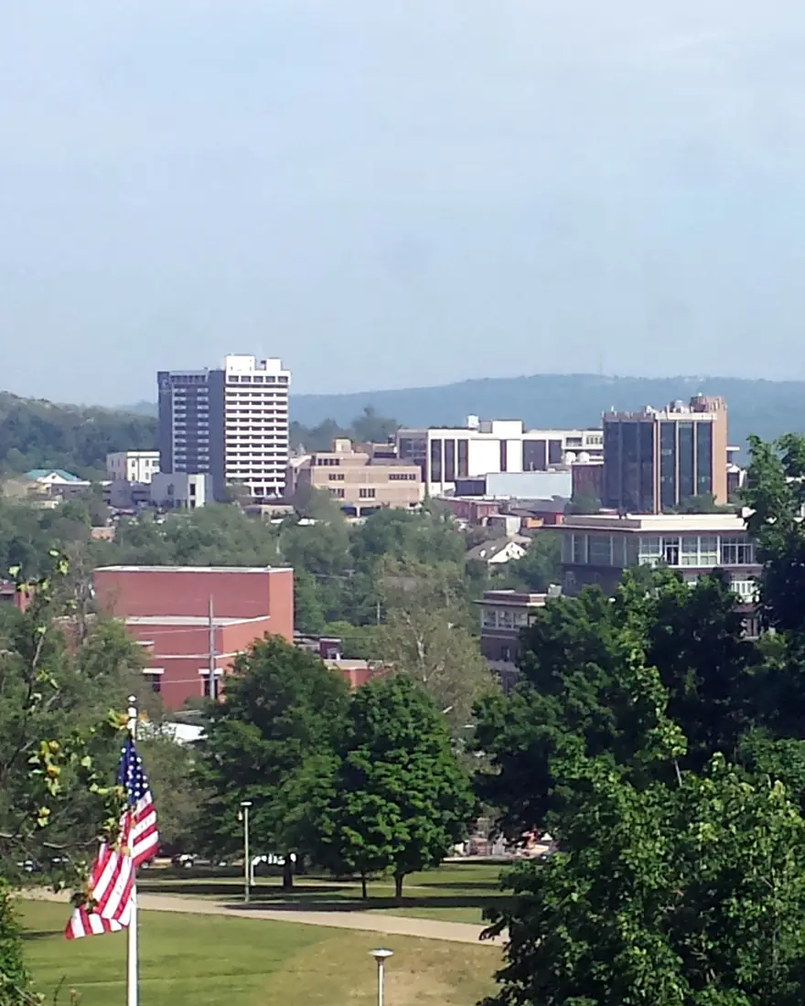 Downtown Fayetteville seen from the University of Arkansas campus