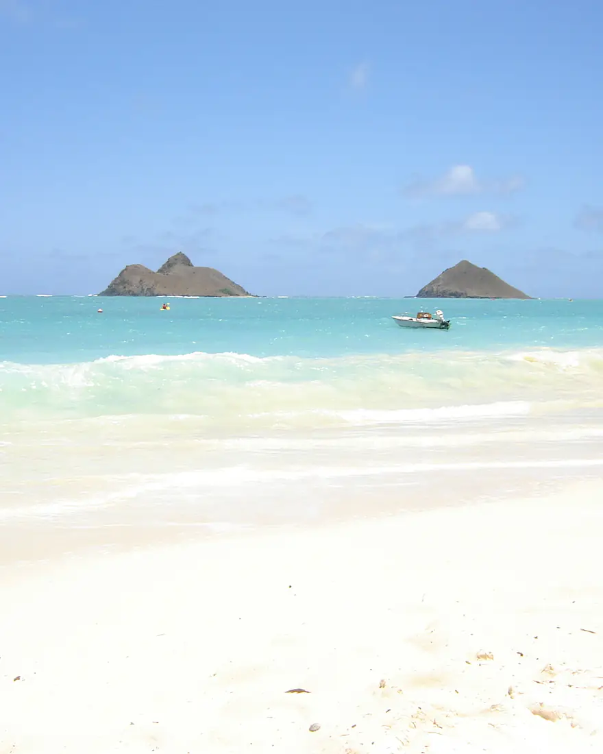 Lanikai Beach in Kailua with the Mokulua Islands offshore