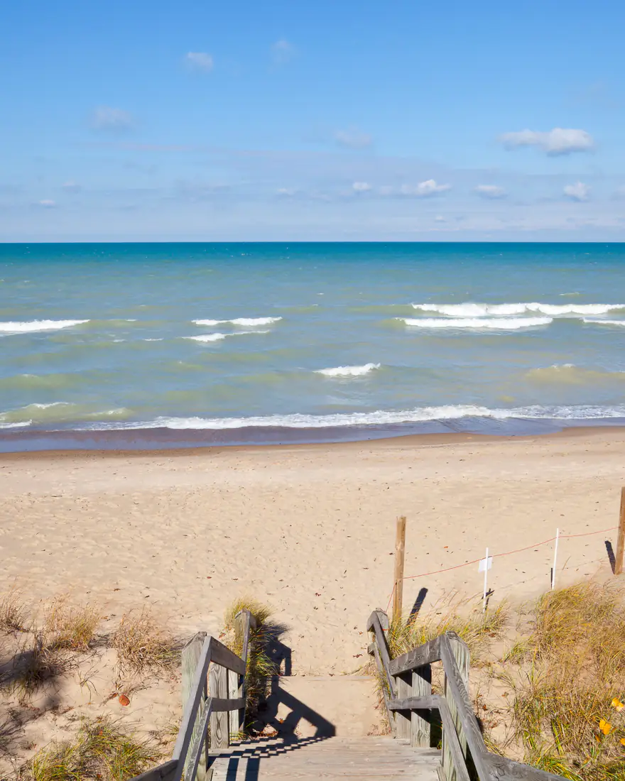 The beach at Indiana Dunes on Lake Michigan