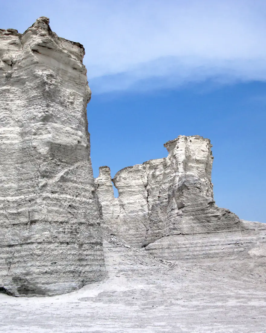 The chalk spires of Monument Rocks in western Kansas