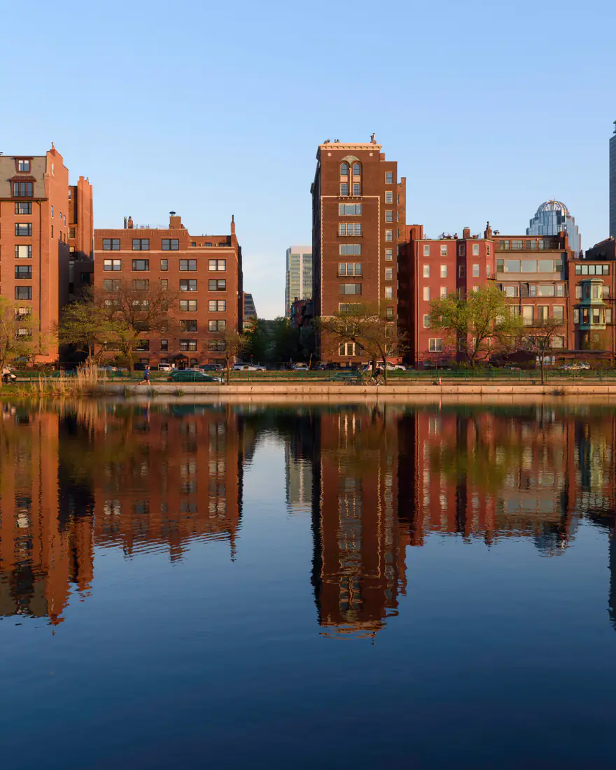 Boston's Back Bay skyline reflected in the Charles River