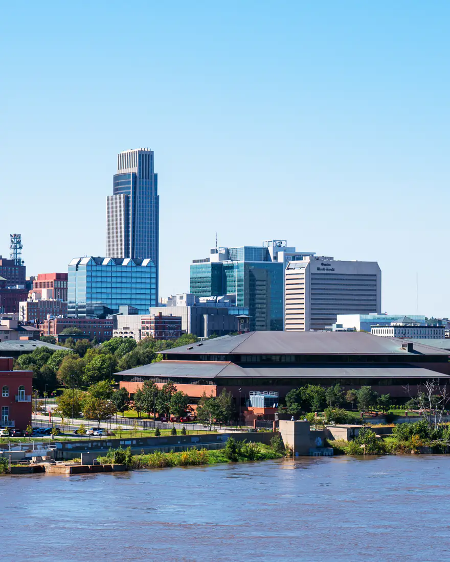 Omaha's skyline above the Missouri River