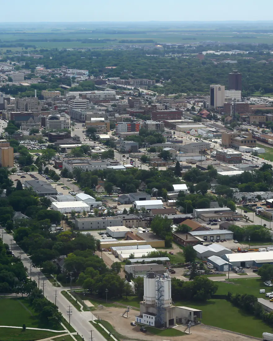 Aerial view of downtown Fargo