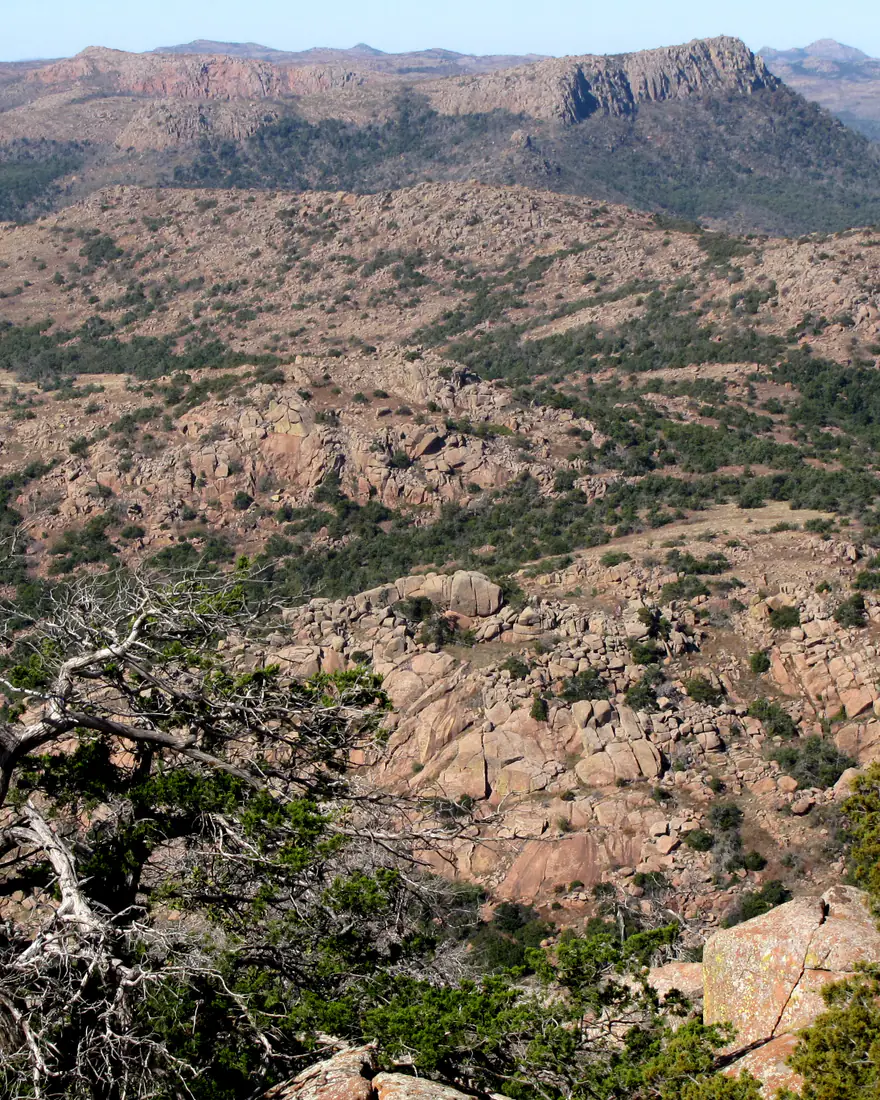 Granite peaks and grassland in the Wichita Mountains