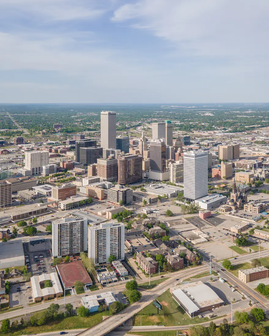 Aerial view of downtown Tulsa