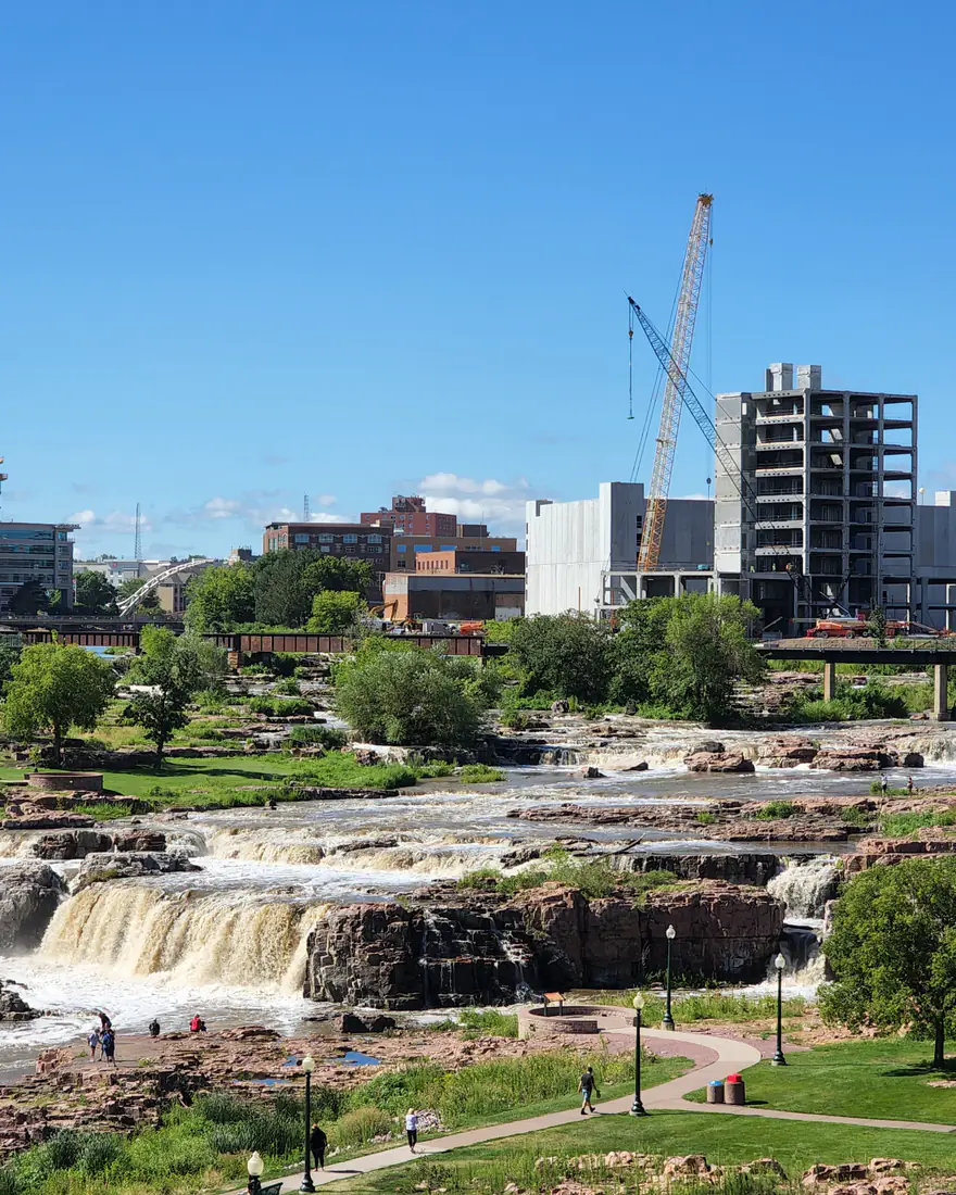Falls Park and downtown Sioux Falls