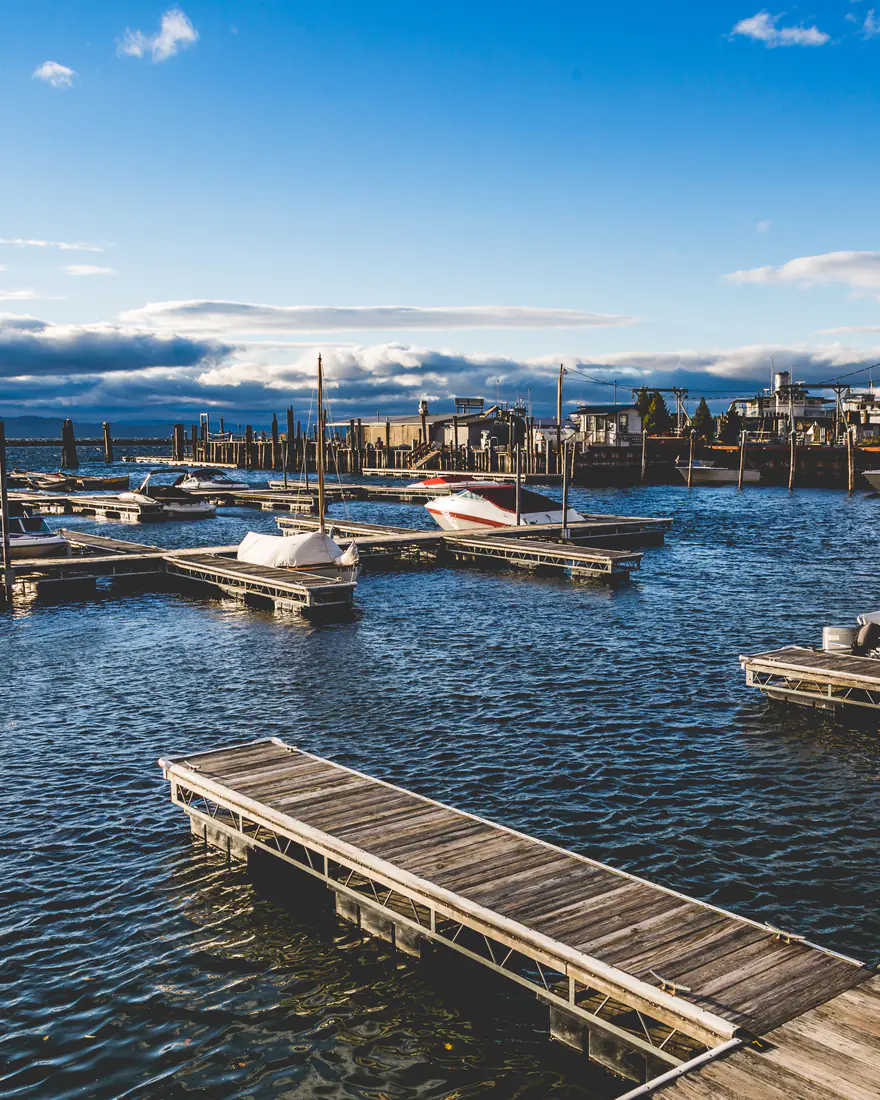 Docks on Lake Champlain along the Burlington waterfront