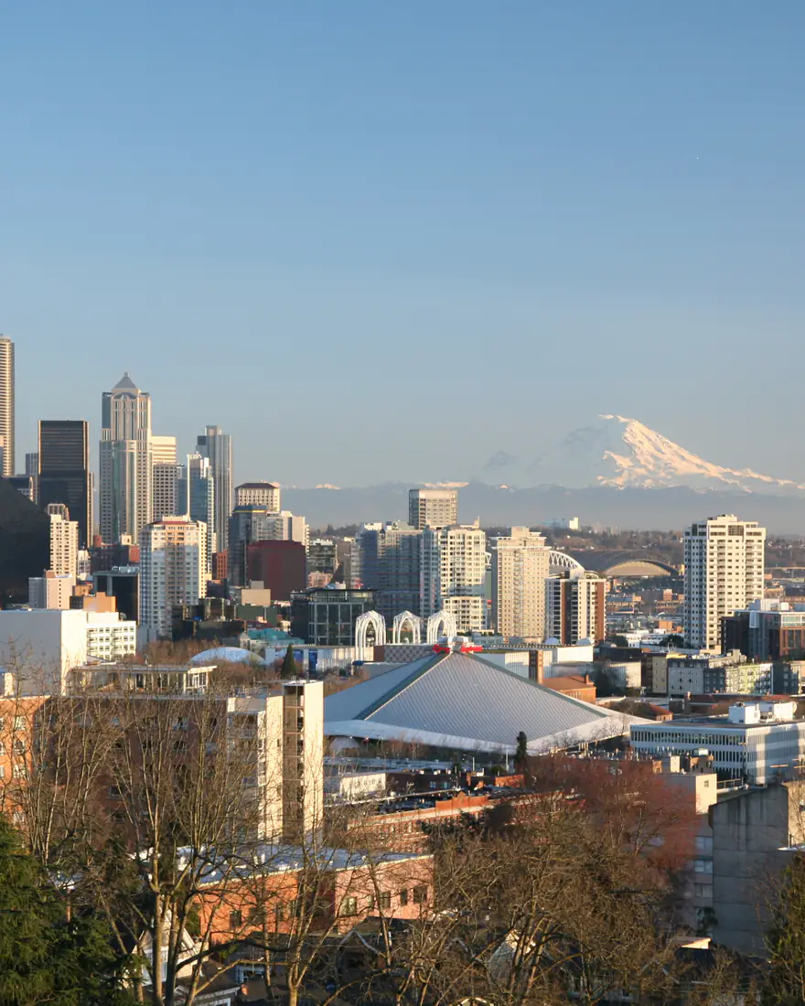Seattle's skyline and the Space Needle with Mount Rainier