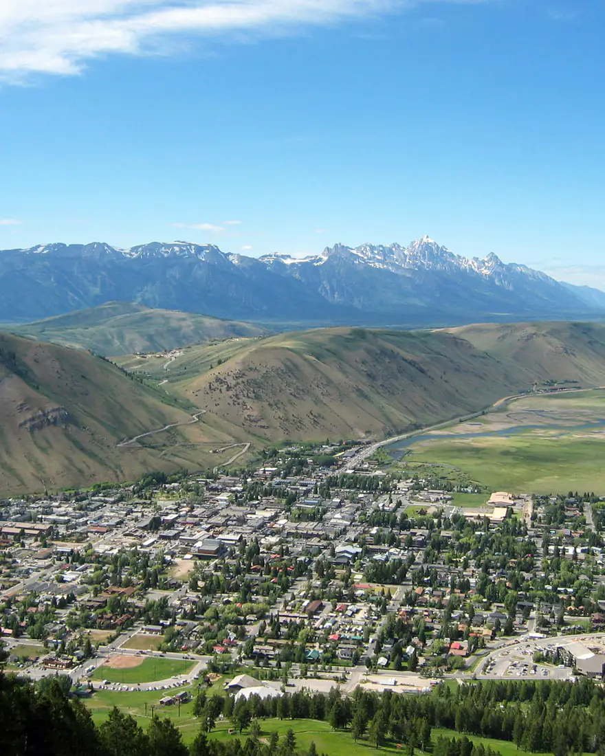 The town of Jackson and its valley, seen from Snow King Mountain